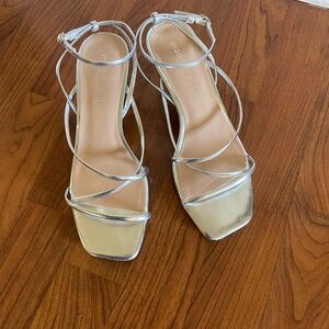 Madden Girl Metallic Silver Strappy Heels